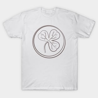 Shamrock Dark Outline Floral Pattern T-Shirt